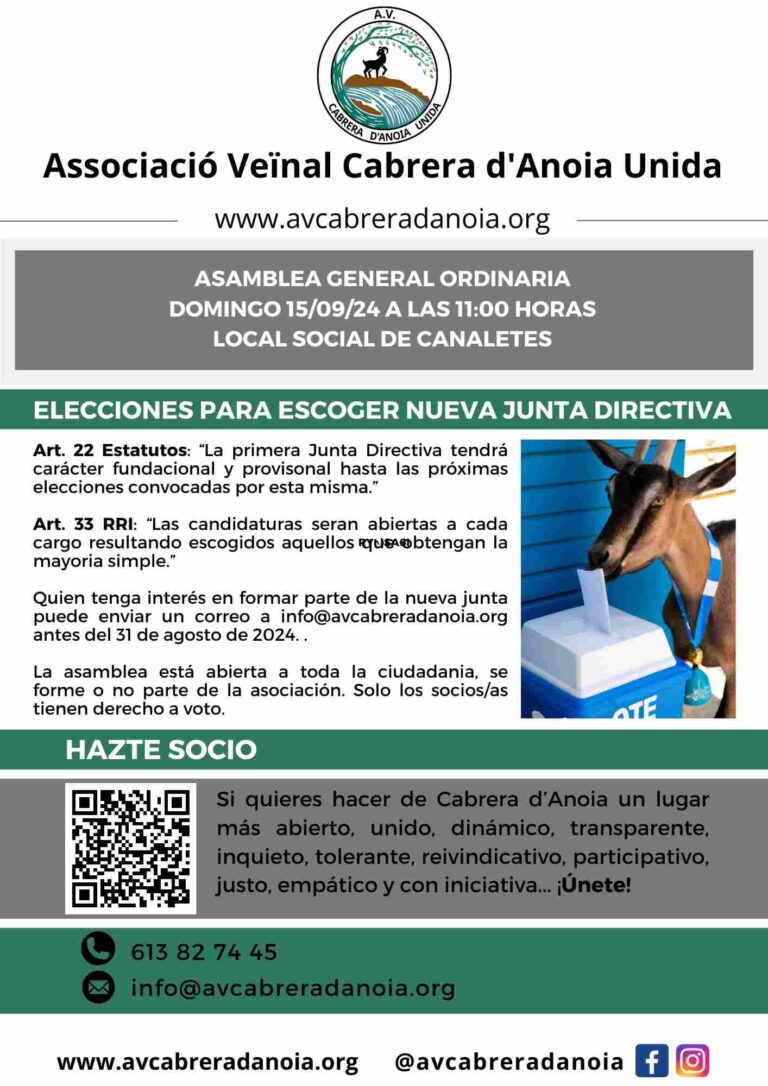 Elecciones Asociación Vecinos Cabrera Anoia