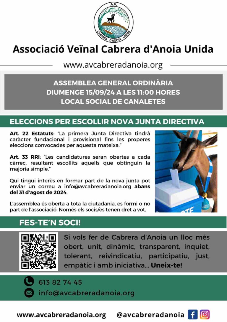 Eleccions Associació Veïnes Cabrera Anoia